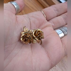 Vintage 12 K Gold Rose Bud Earrings